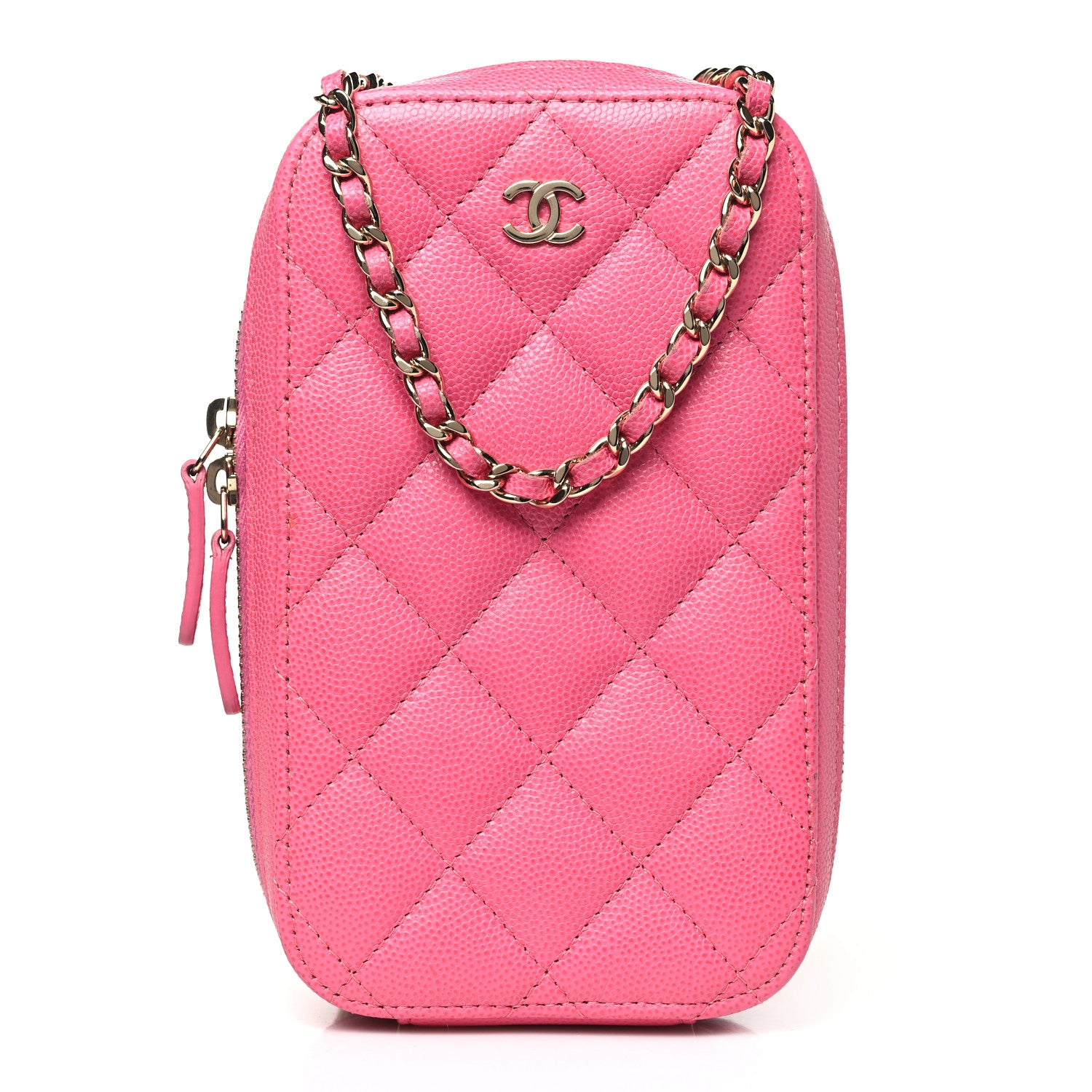 Chanel Caviar Quilted Phone Holder Wallet On Chain WOC Pink 1 of 11