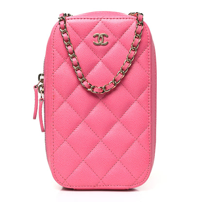 Chanel Caviar Quilted Phone Holder Wallet On Chain WOC Pink 1 of 11