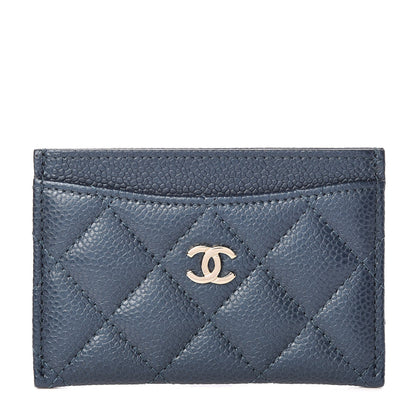Chanel Metallic Caviar Quilted Card Holder Dark Blue 1 of 9