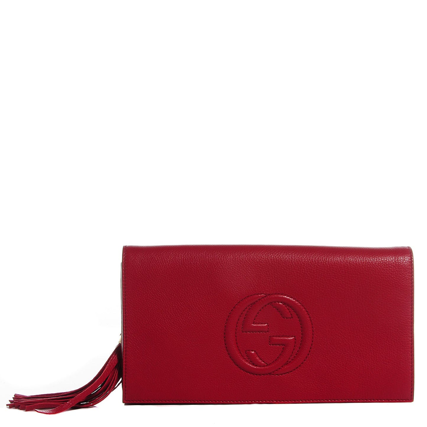 Pebbled Calfskin Medium Soho Clutch Red