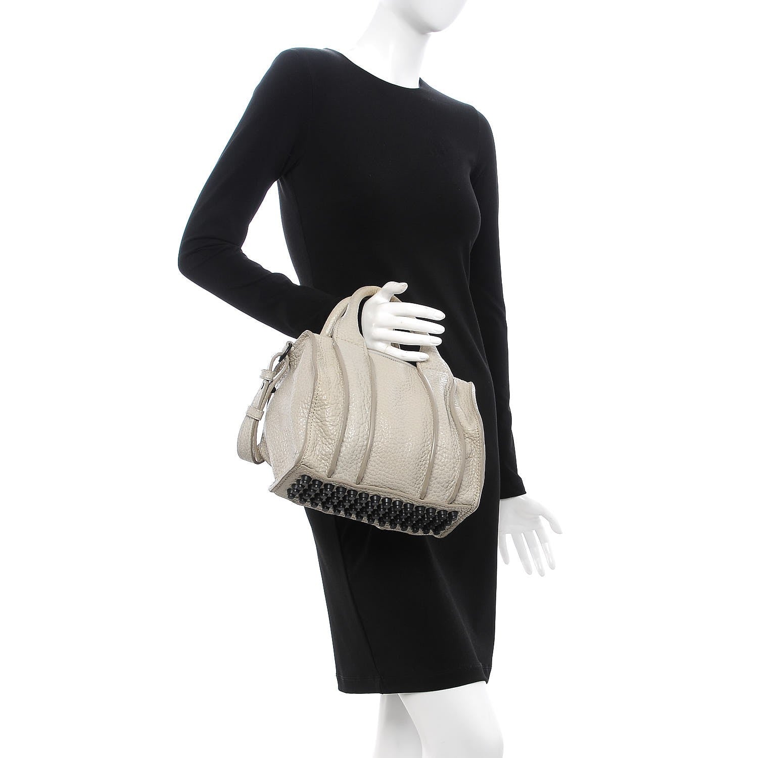 Alexander Wang Pebbled Lambskin Inside Out Rocco Matte Black Hardware Chalk 3 of 11