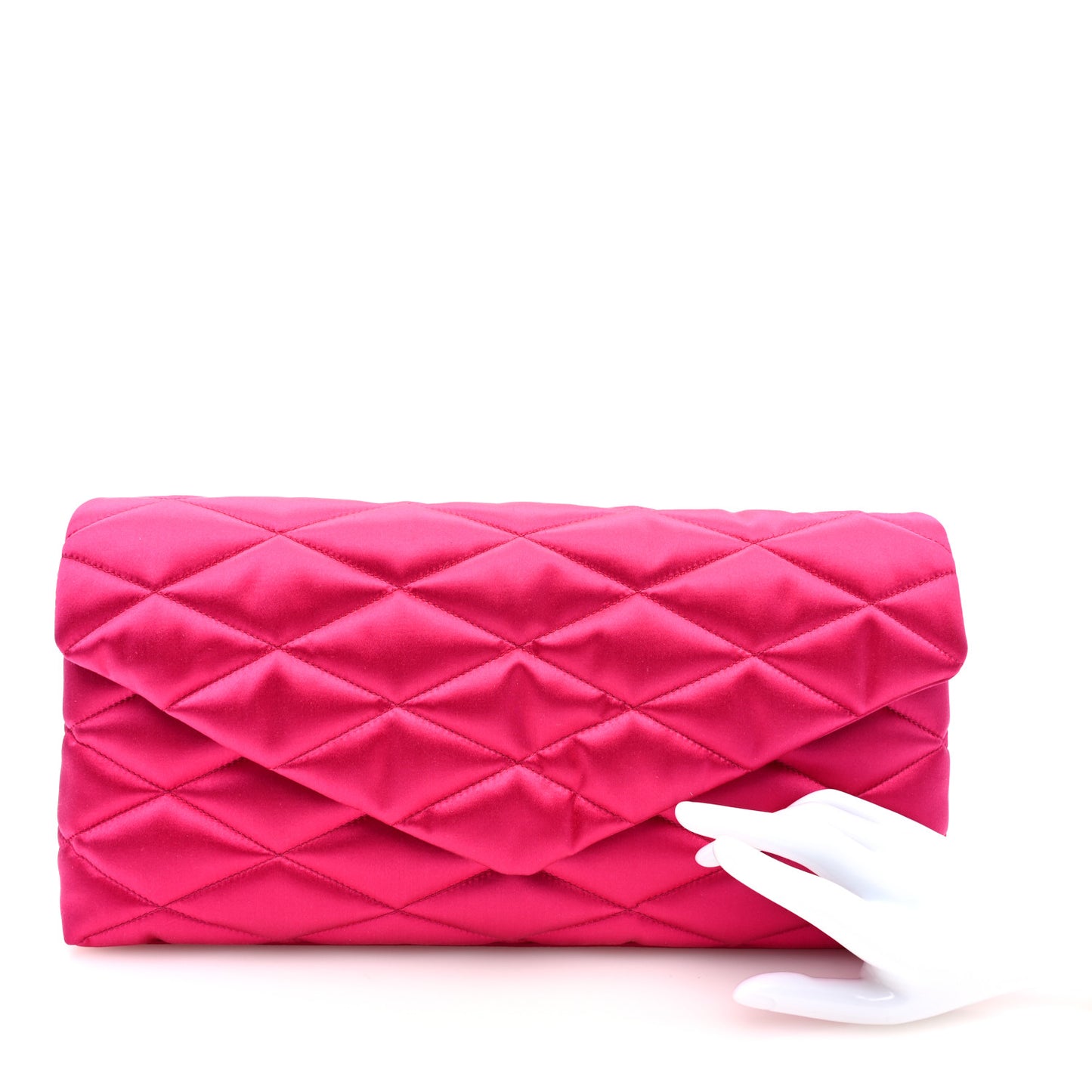 Satin Quilted Sade Puffer Envelope Clutch Bubblegum