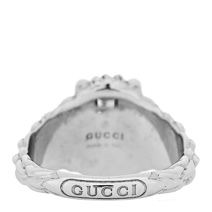 Gucci 18K White Gold Diamond Aquamarine Pave Lion Head Ring 52 6 4 of 6