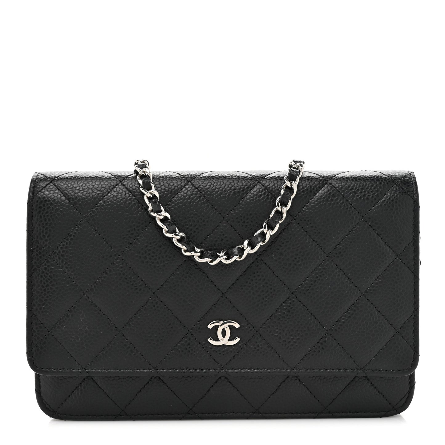 Caviar Quilted Wallet on Chain WOC Black