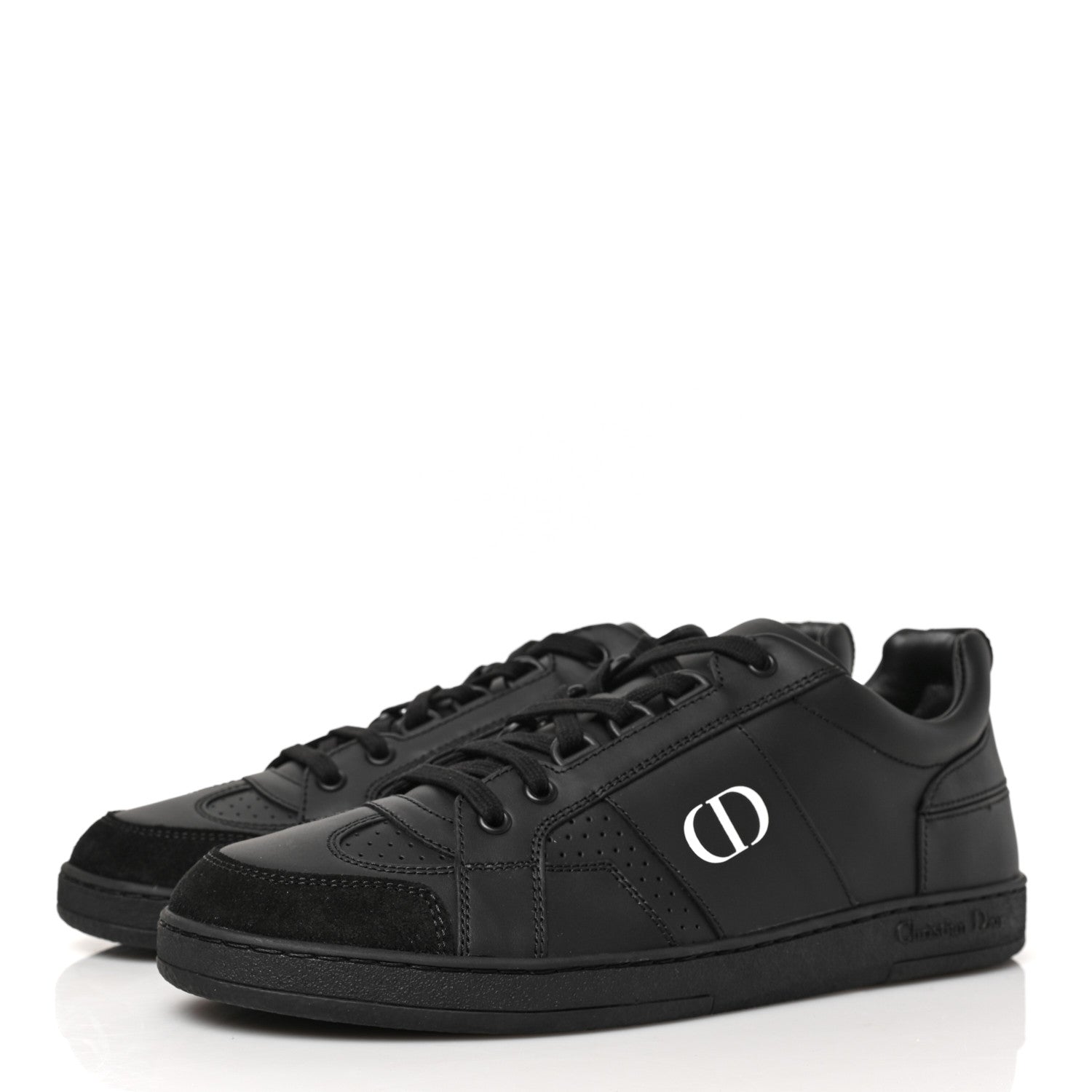 Christian Dior Calfskin Suede Logo Sneakers 38.5 Black 3 of 8