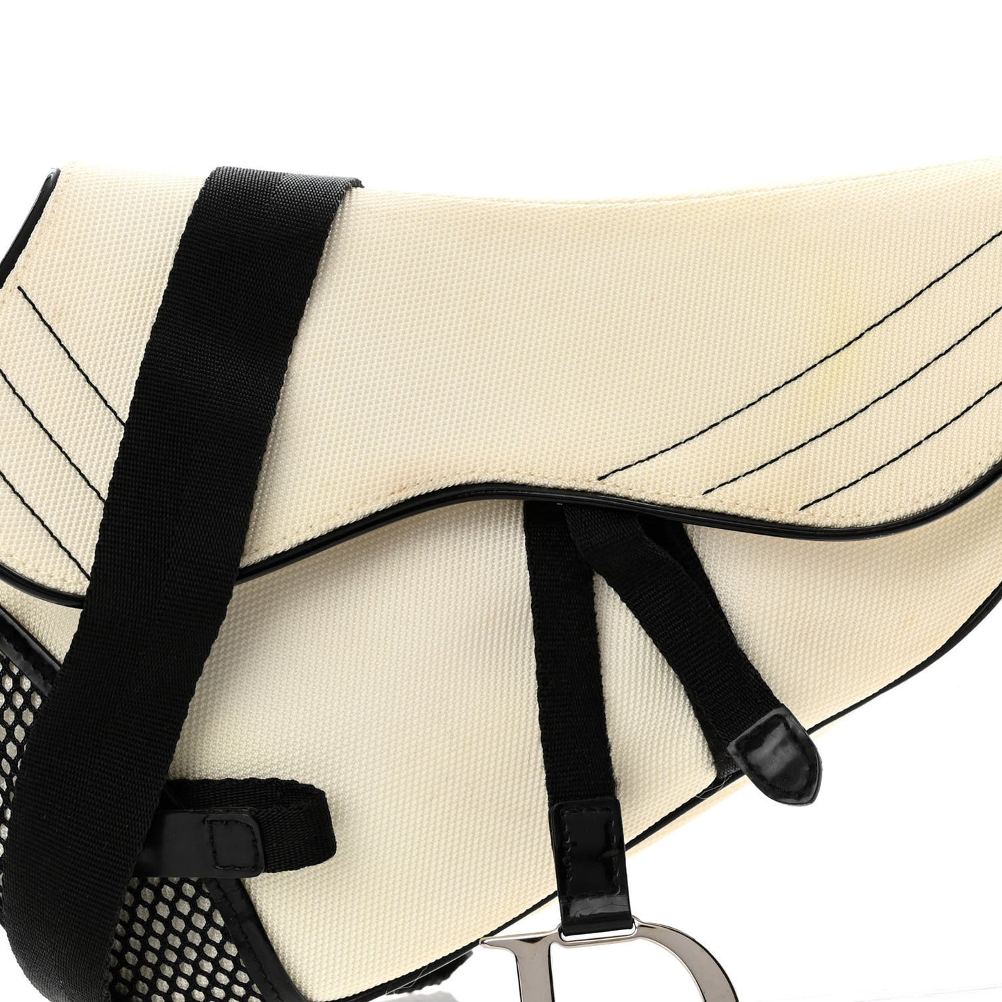 Canvas Mesh Sport Saddle Bag White Black