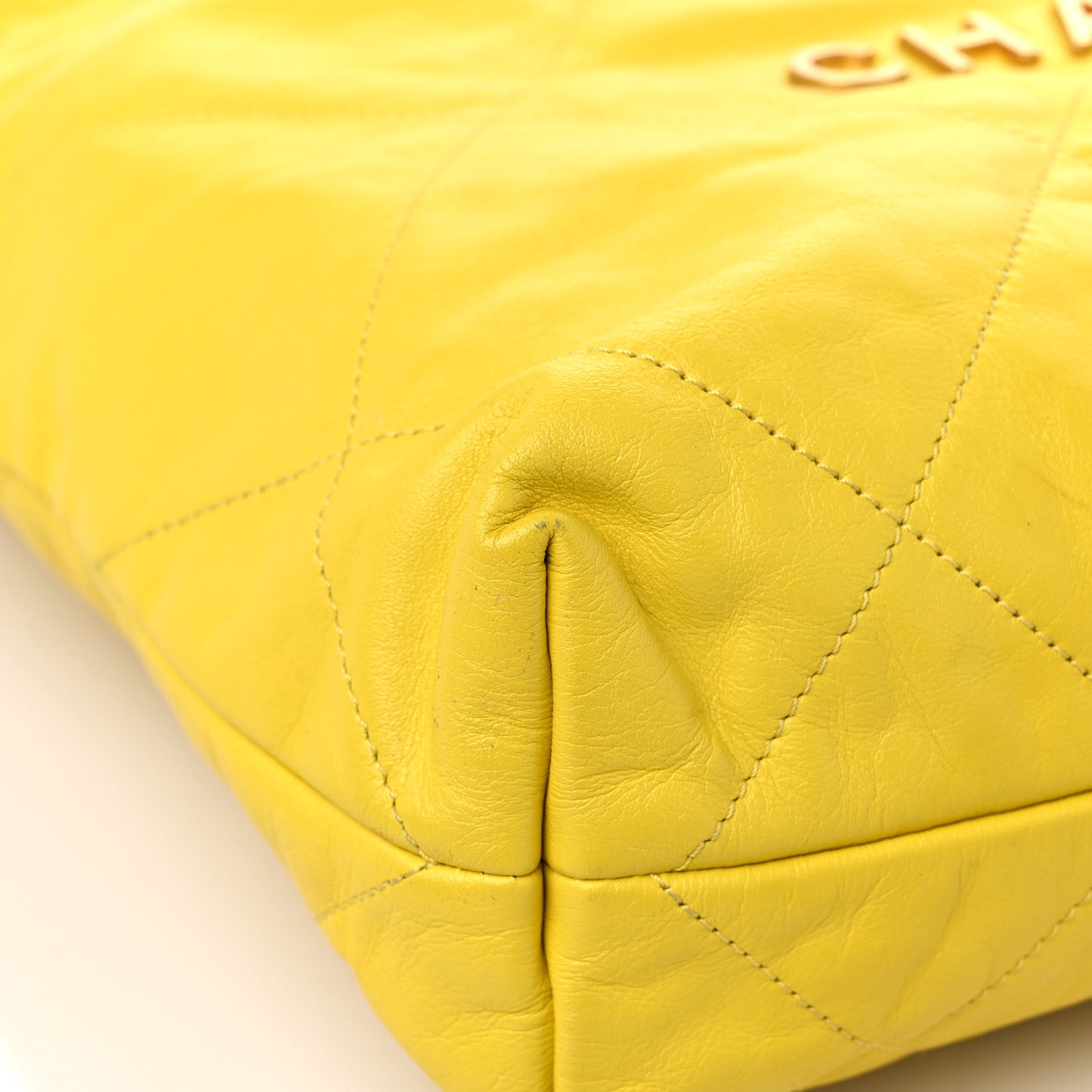 Shiny Calfskin Quilted Small Chanel 22 Yellow