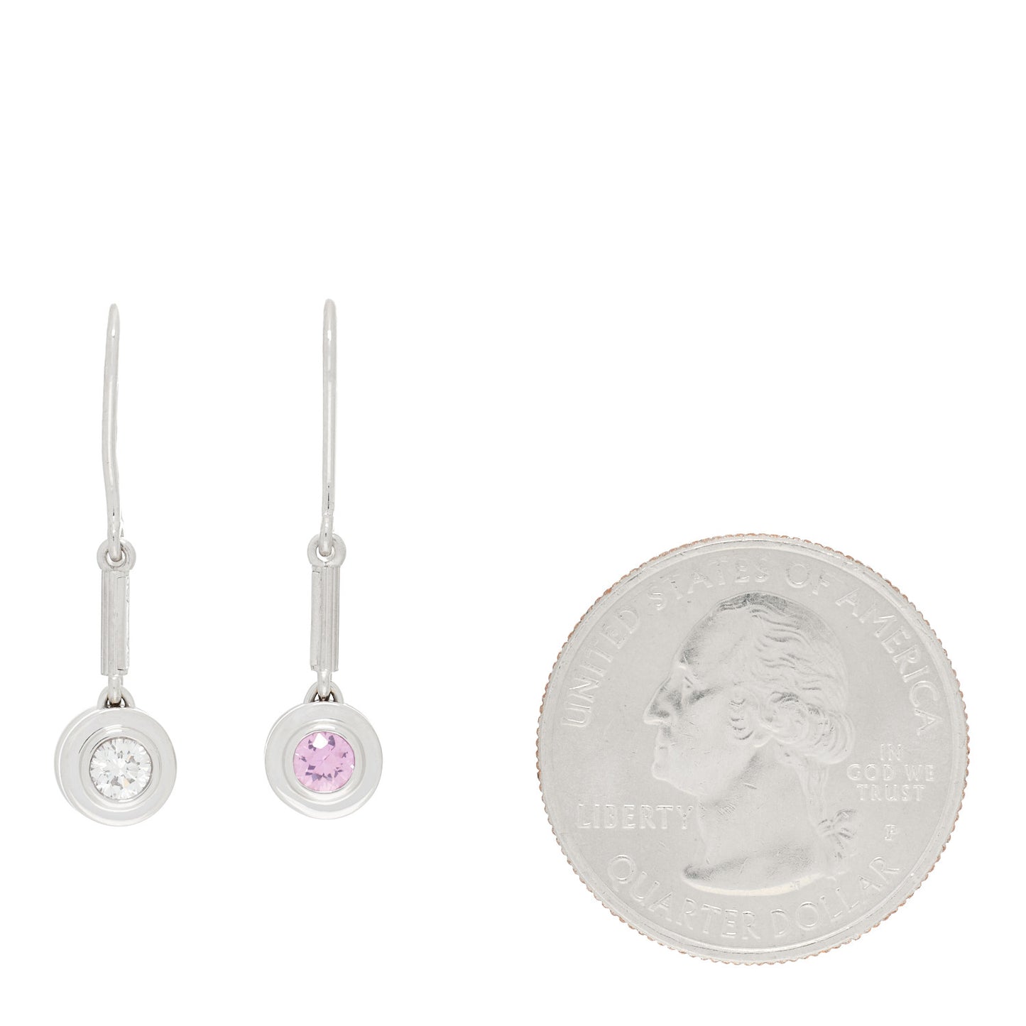 18K White Gold Diamond Pink Sapphire Paloma Picasso Drop Earrings