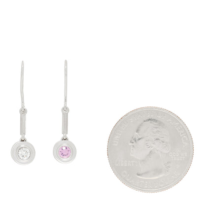 Tiffany 18K White Gold Diamond Pink Sapphire Paloma Picasso Drop Earrings 2 of 4