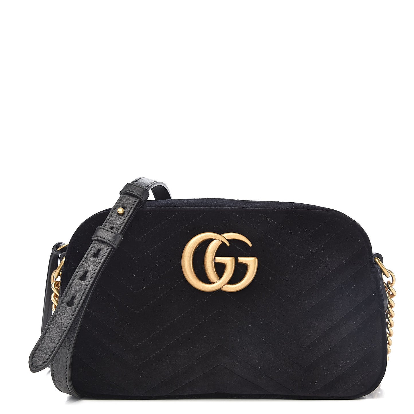 Velvet Matelasse Small GG Marmont Chain Shoulder Bag Black