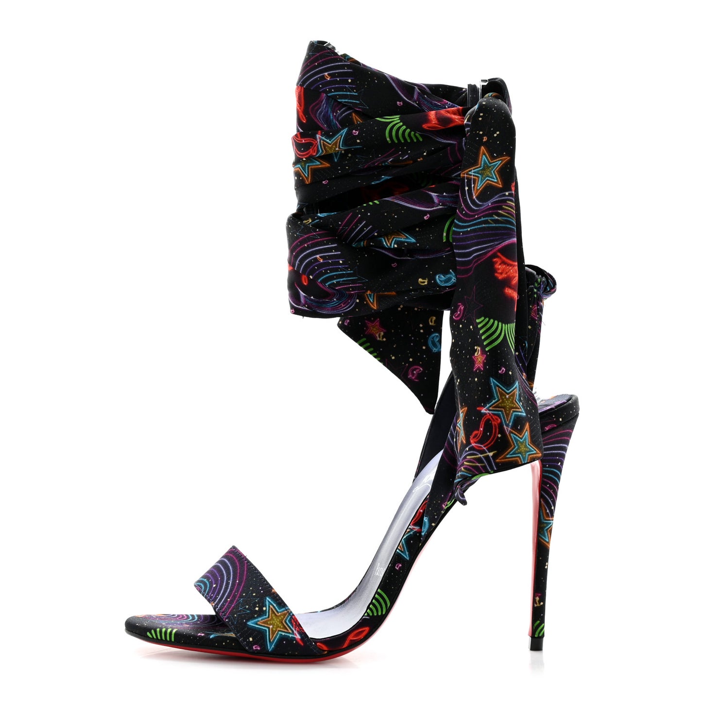 Crepe Satin Starlight Sandale Du Desert 100 Ankle Wrap Sandals 37.5 Black Multicolor