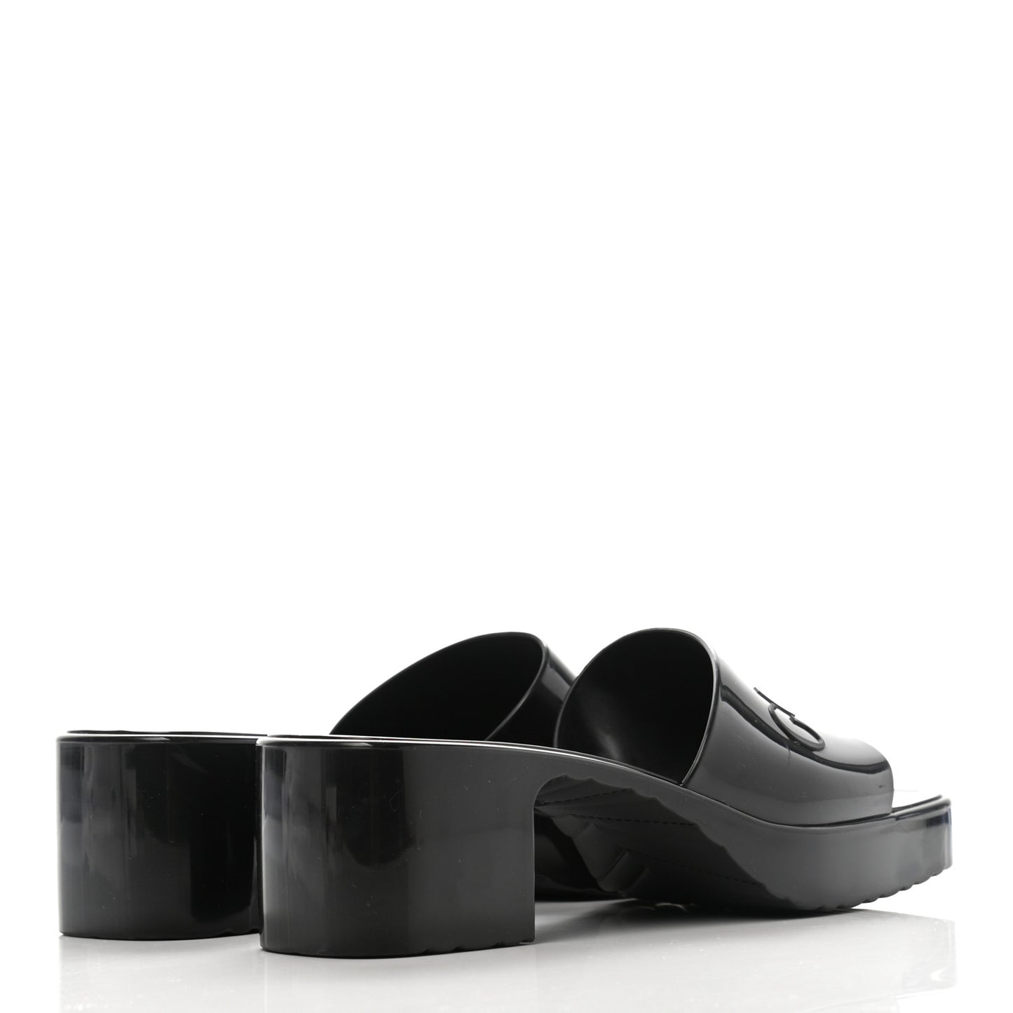 Rubber Gucci Logo Womens Platform 20/60mm Slide Sandals 37 Black