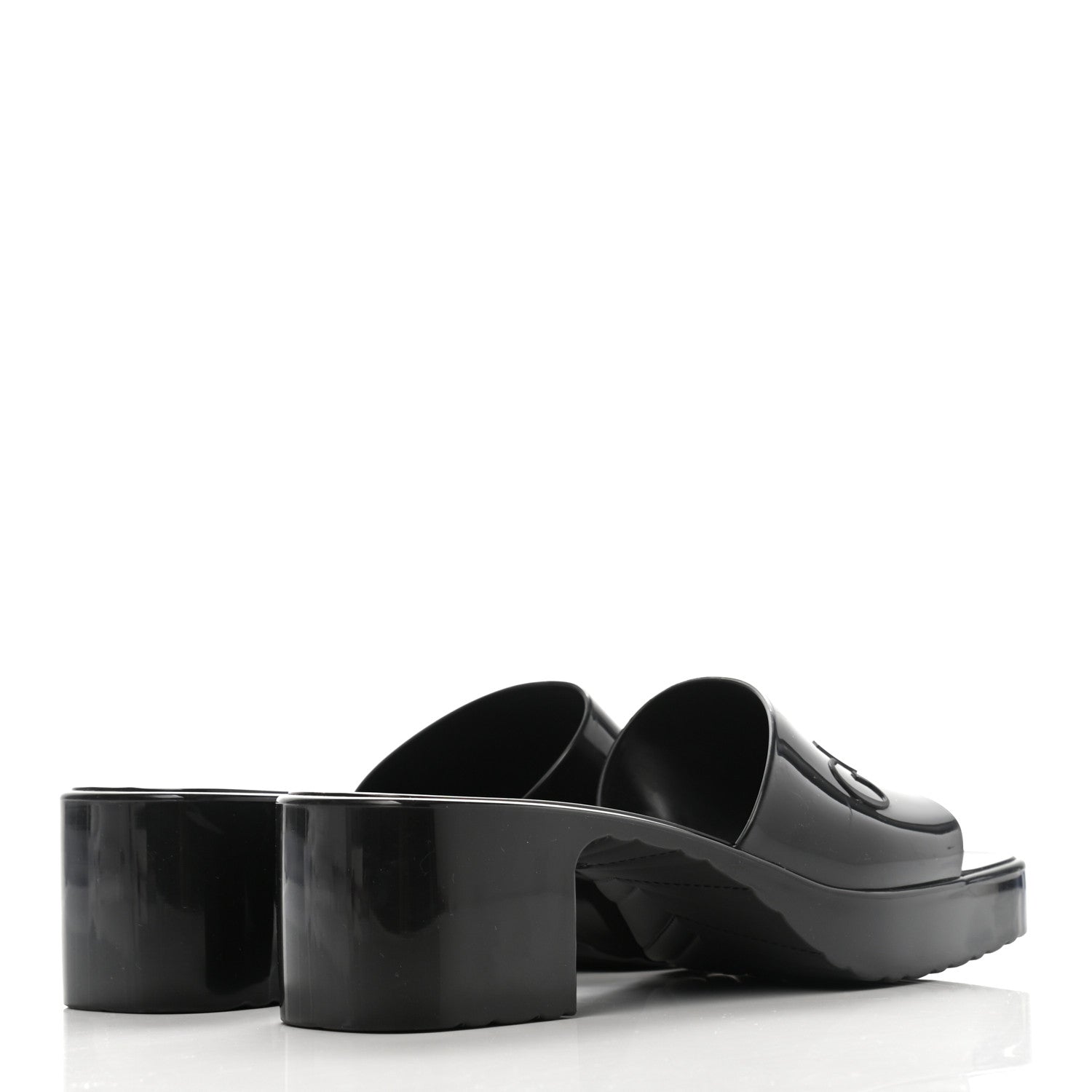 Gucci Rubber Gucci Logo Womens Platform 20/60mm Slide Sandals 37 Black 4 of 13
