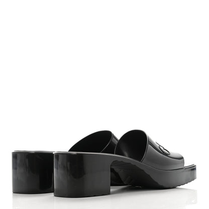 Gucci Rubber Gucci Logo Womens Platform 20/60mm Slide Sandals 37 Black 4 of 13