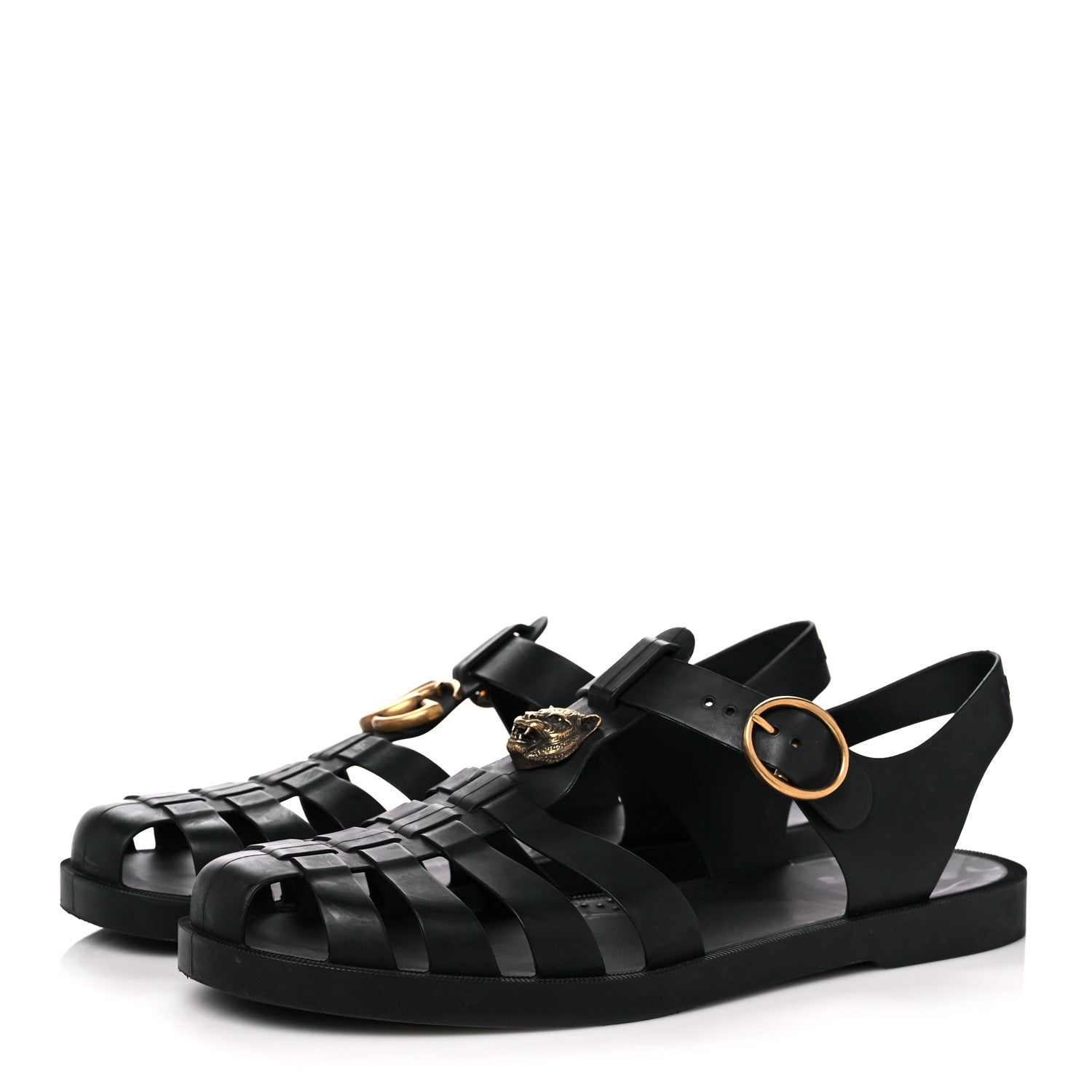Gucci Rubber Mens Buckle Strap Sandal 8 Black 3 of 12