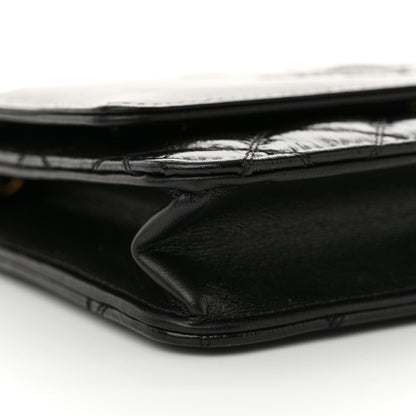 Chanel Shiny Aged Calfskin Quilted CC Wallet On Chain WOC Black 10 of 12