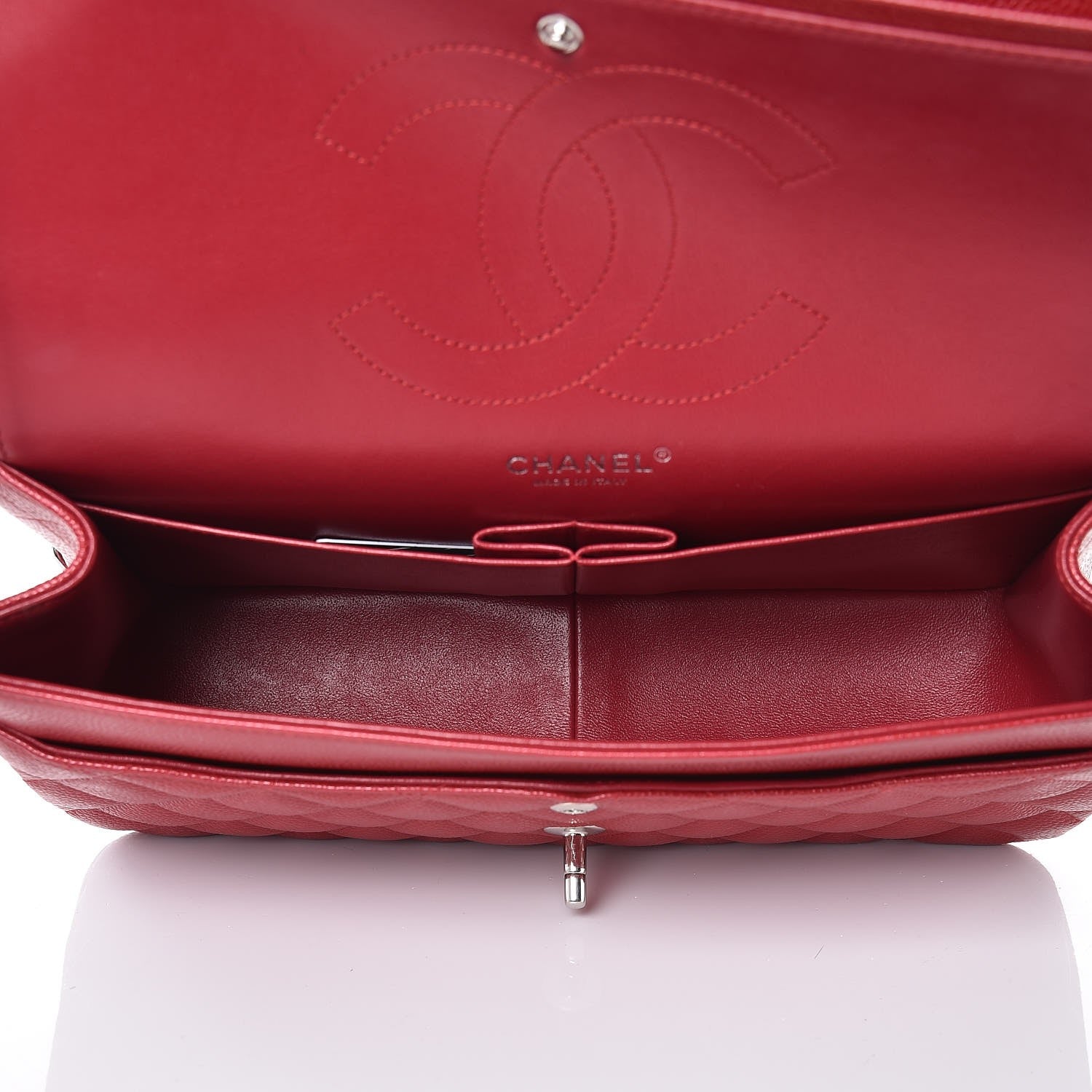 Chanel Pearly Caviar Quilted Jumbo Double Flap Dark Pink 6 of 10