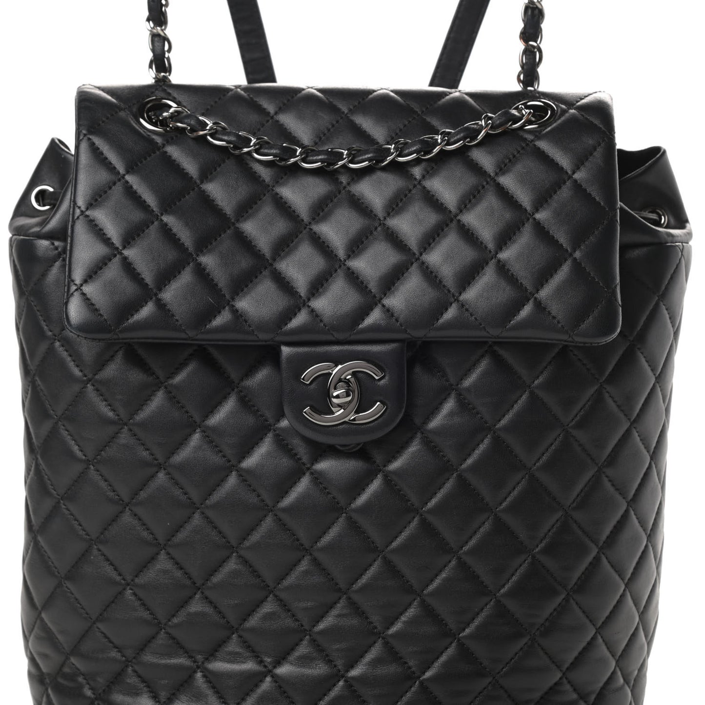 Lambskin Quilted Large Urban Spirit Backpack Black