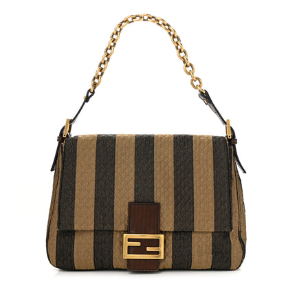 Fendi Quilted Fabric Pequin Forever Mama Baguette Tobacco 1 of 10