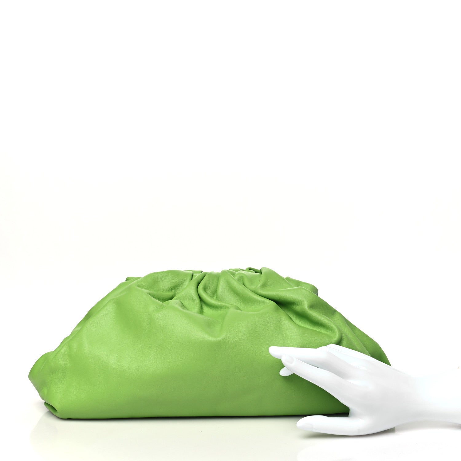 Bottega Veneta Smooth Butter Calf The Pouch Oversized Clutch Acid Green 2 of 10