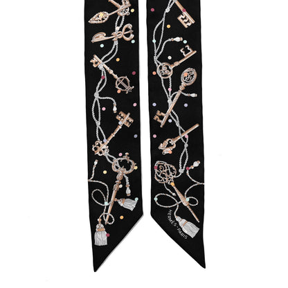 Hermes Silk Les Cles A Pois Twilly Black Beige Rose Multicolor 4 of 4