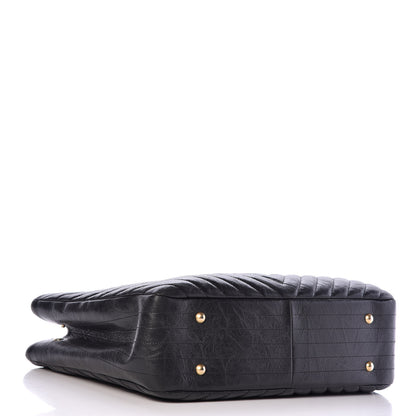 Chanel Iridescent Calfskin Chevron Quilted Shopping Tote Black 4 of 10