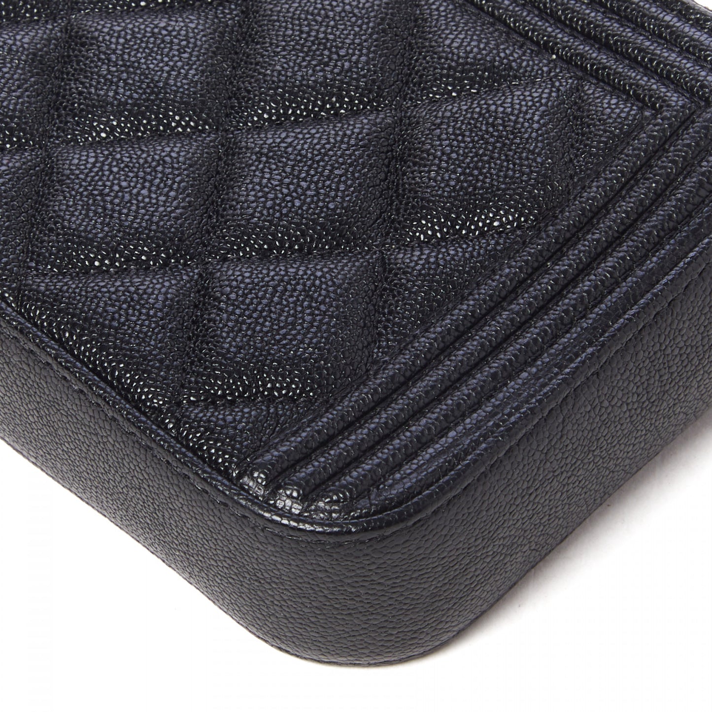 Caviar Quilted Small Boy Clutch With Chain Black