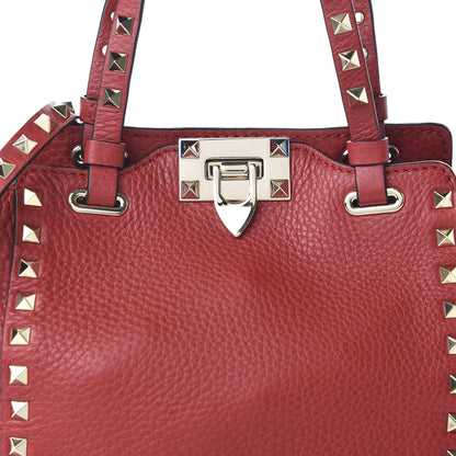 Valentino Garavani Pebbled Calfskin Mini Rockstud Tote Red 9 of 9