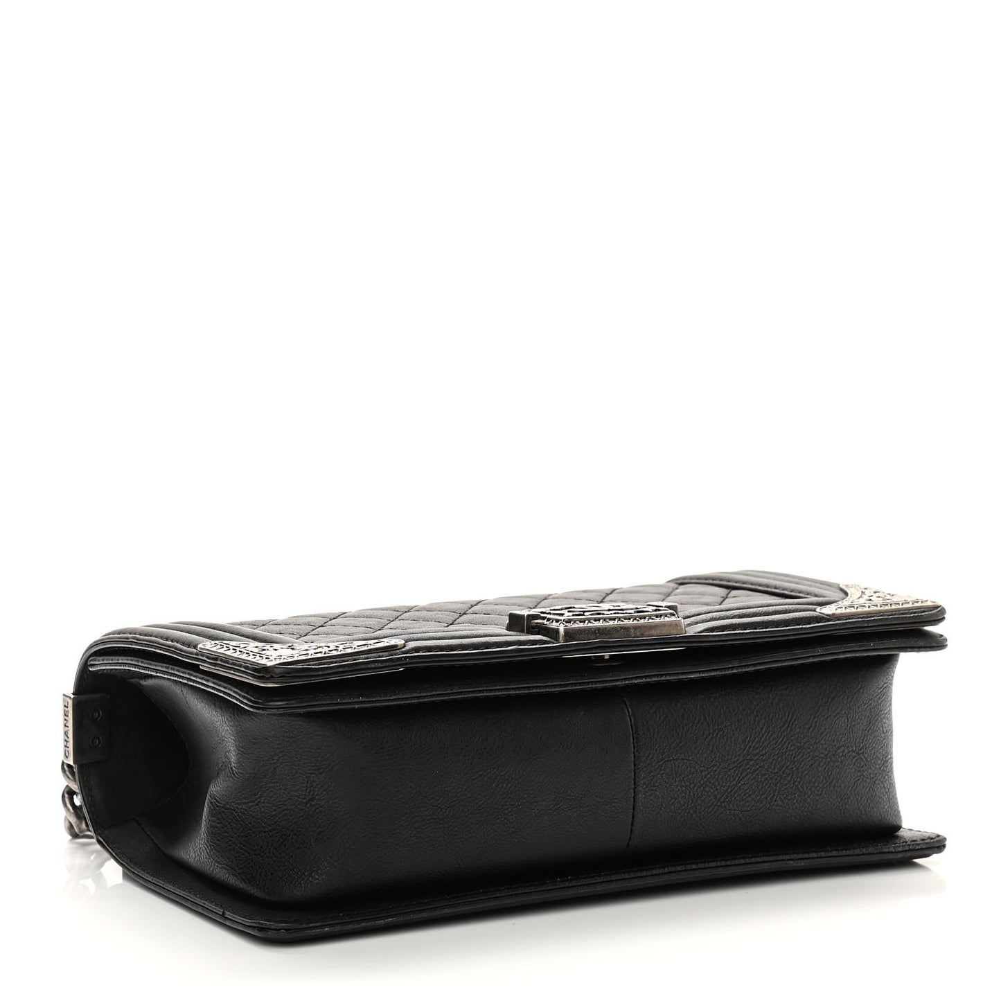 Calfskin Quilted Metal Embellished Paris Dallas Medium Boy Flap Black