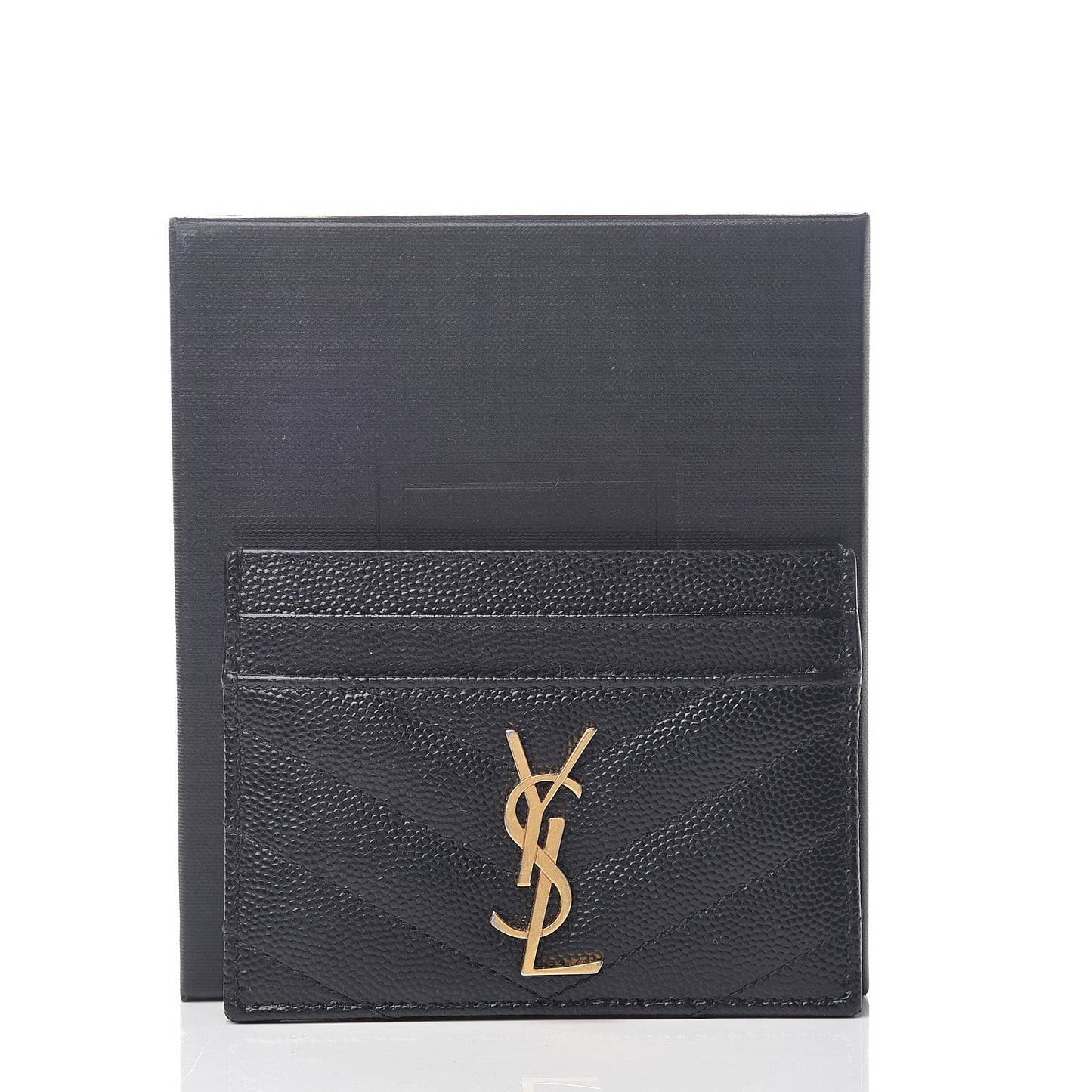 Grain De Poudre Matelasse Chevron Monogram Credit Card Case Black