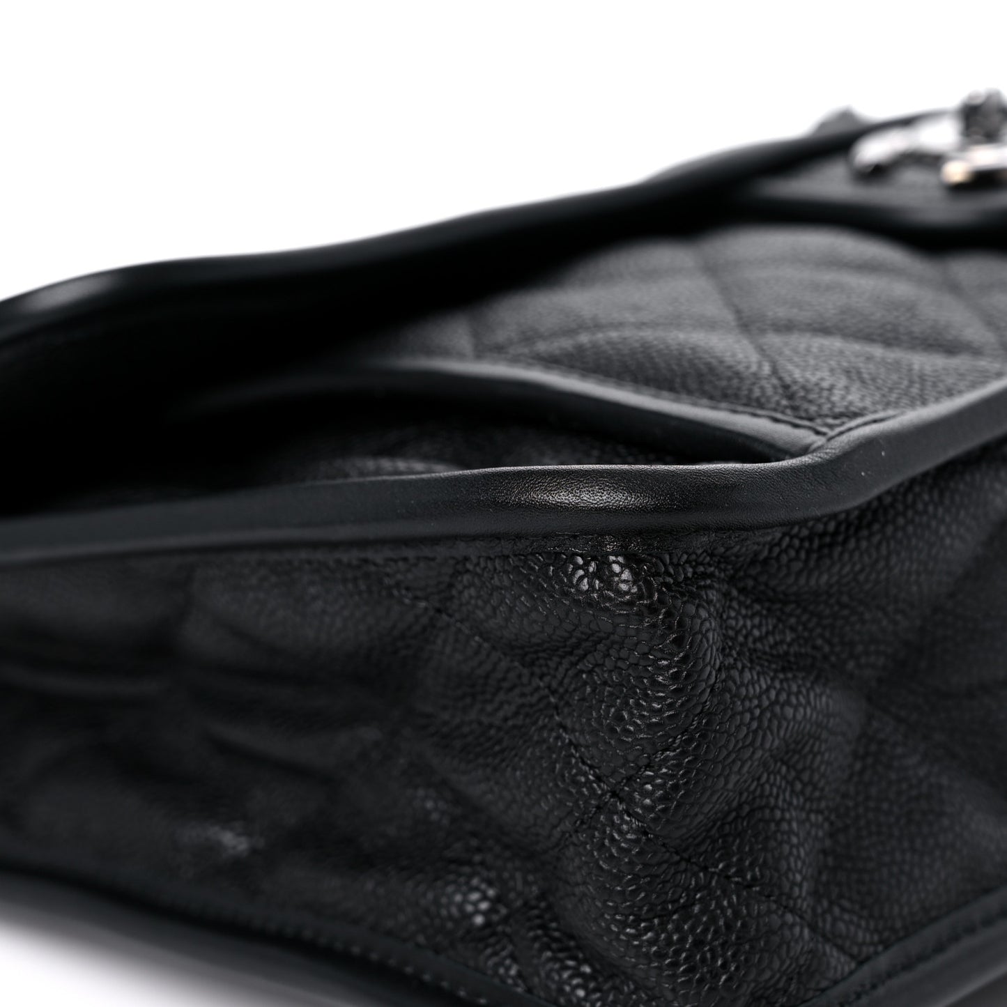 Caviar Quilted Large French Riviera Flap Black