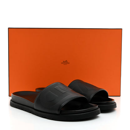 Hermes Calfskin Mens Biarritz Sandals 40 Black 11 of 11