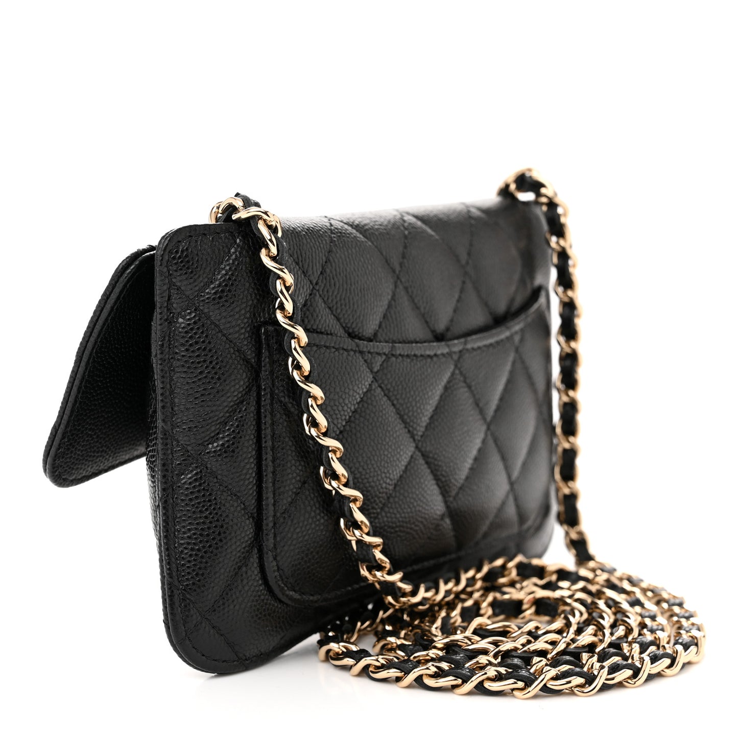 Caviar Fabric Graffiti Foldable Tote Bag With Chain Black Multicolor