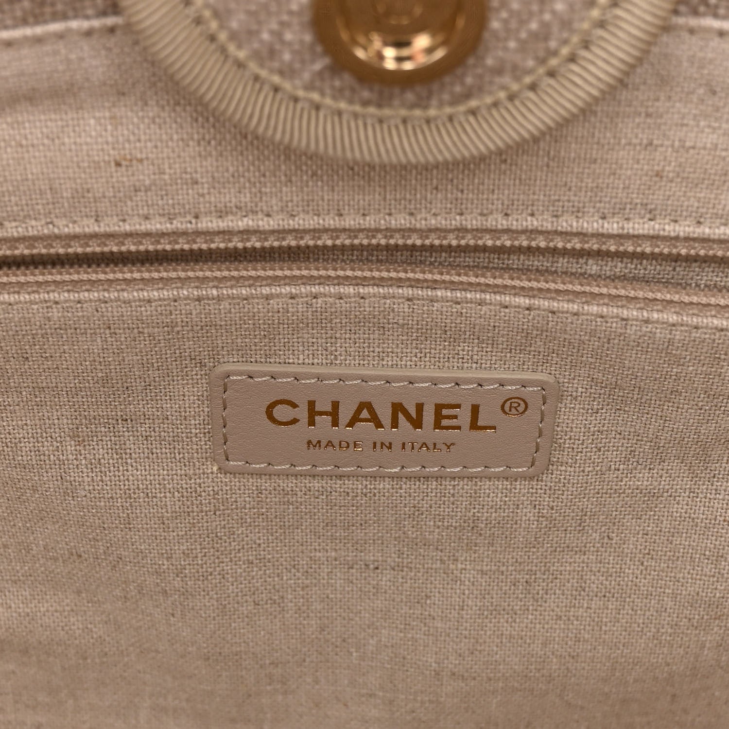 Chanel Mixed Fibers Calfskin Small Deauville Tote Beige White 7 of 10