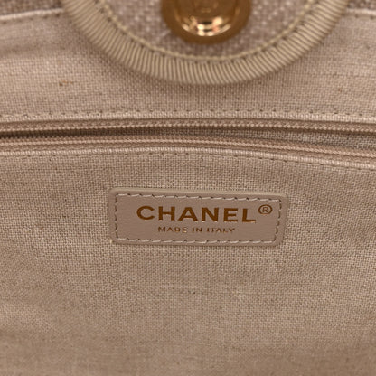 Chanel Mixed Fibers Calfskin Small Deauville Tote Beige White 7 of 10