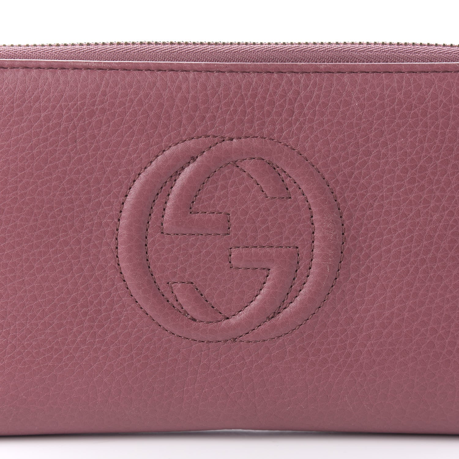 Gucci Pebbled Calfskin Soho Zip Around Wallet Peonia Flower 9 of 11