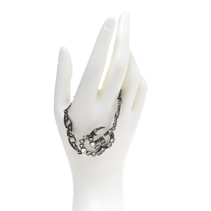 Gucci Oxidized Palladium Crystal Double G Bracelet Silver 2 of 6