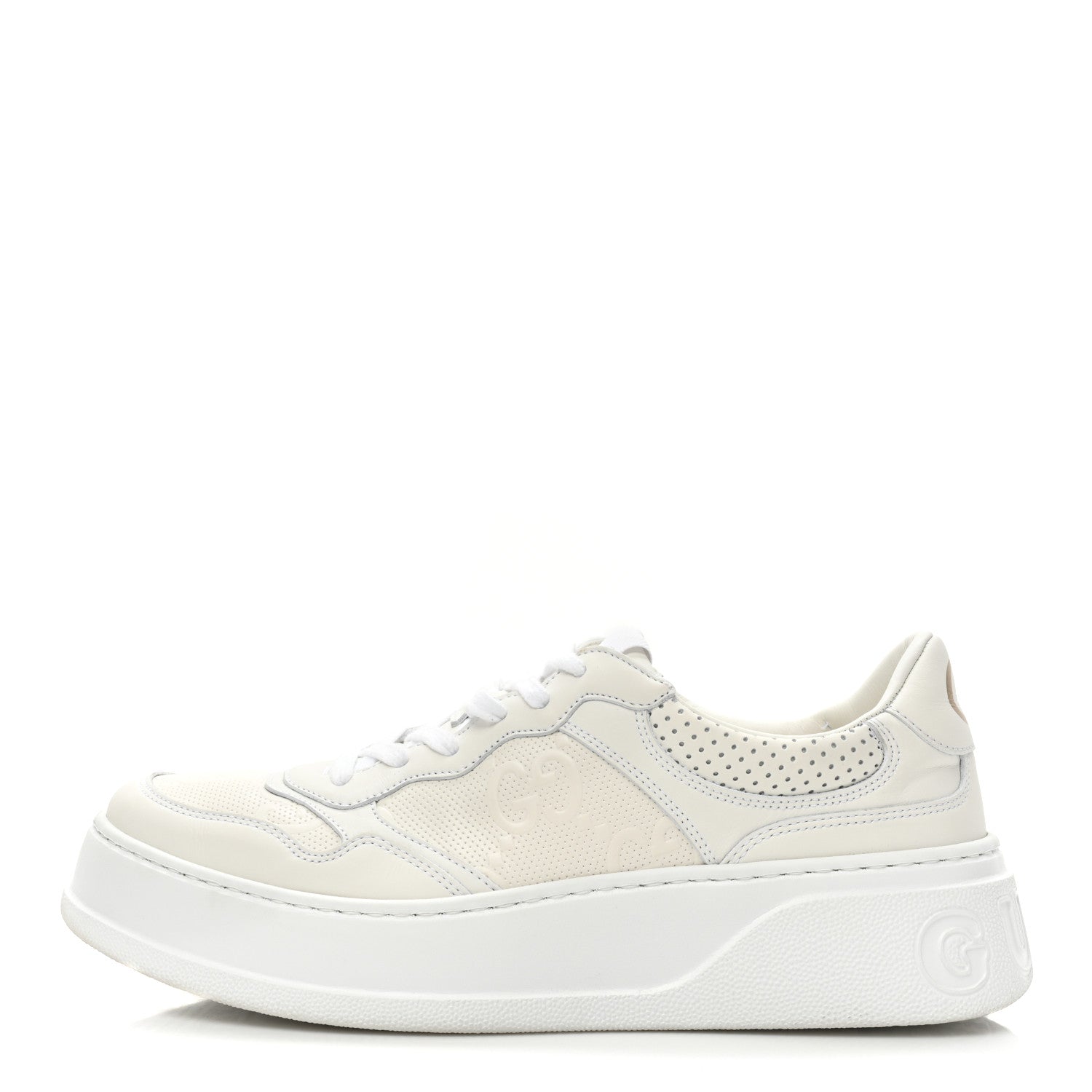 Gucci Calfskin GG Tennis Embossed Perforated Womens Platform 55mm Sneakers 42 Great White 1 of 10