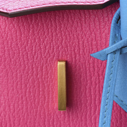 Hermes Chevre Mysore Horseshoe Birkin 30 Rose Shocking Celeste 15 of 34