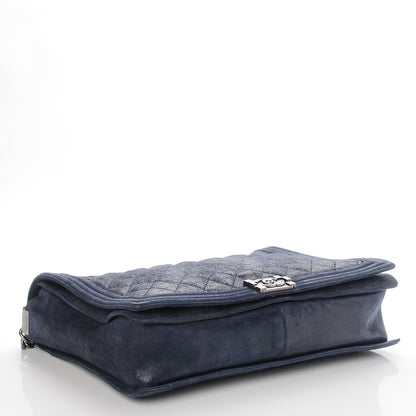 Chanel Iridescent Calfskin Quilted Large Gentle Boy Flap Navy 4 of 7