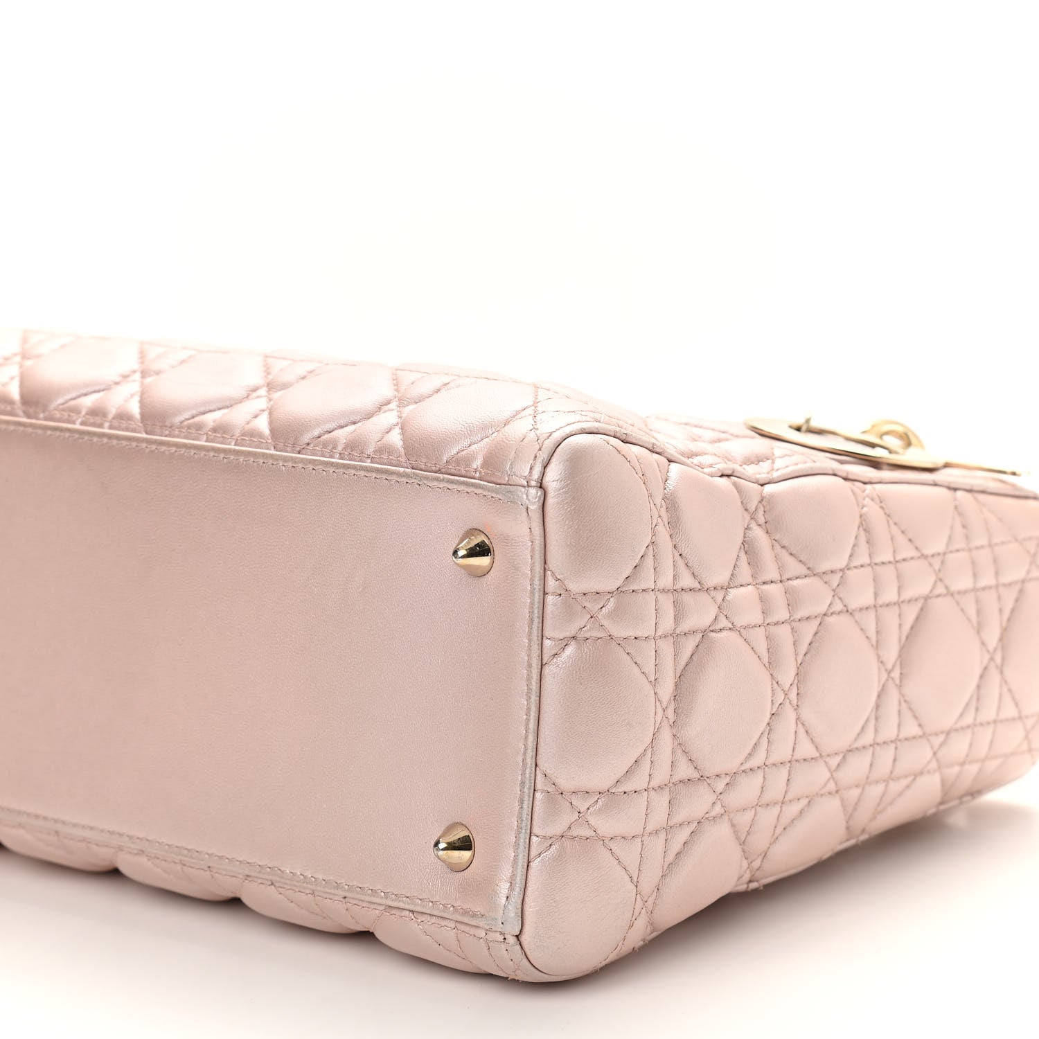 Christian Dior Pearly Lambskin Cannage Medium Lady Dior Lotus 9 of 9