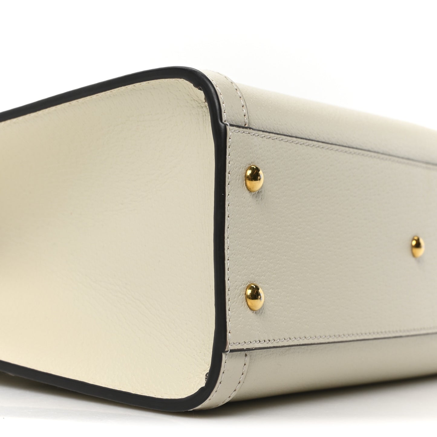 Textured Dollar Calfskin Web Small Diana Tote Bag Mystic White