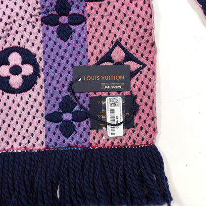 Louis Vuitton Wool Silk Rainbow Logomania Scarf Navy 3 of 3