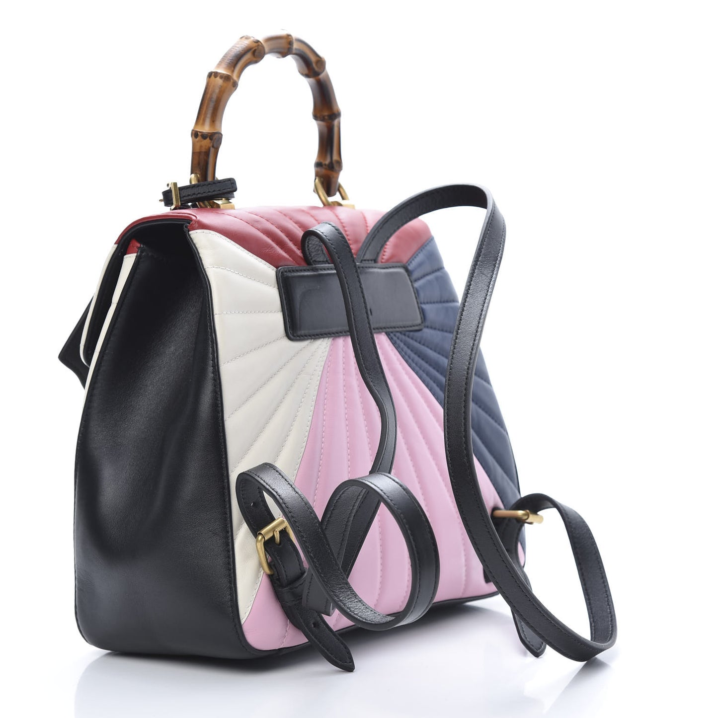 Calfskin Bamboo Trapuntata Queen Margaret Backpack Blue Agata Hibiscus Red Mystic White Sugar Pink