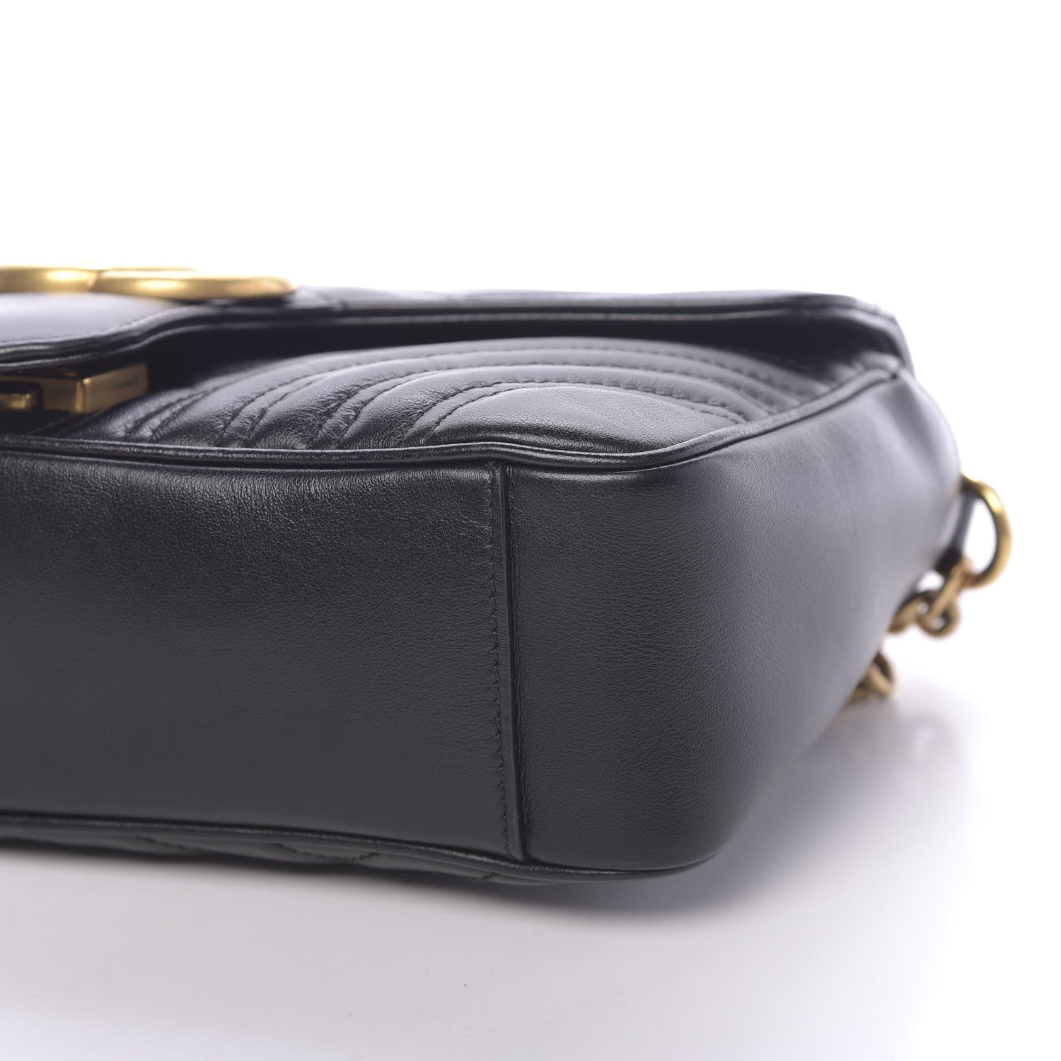 Gucci Calfskin Matelasse Small GG Marmont Shoulder Bag Black 9 of 10