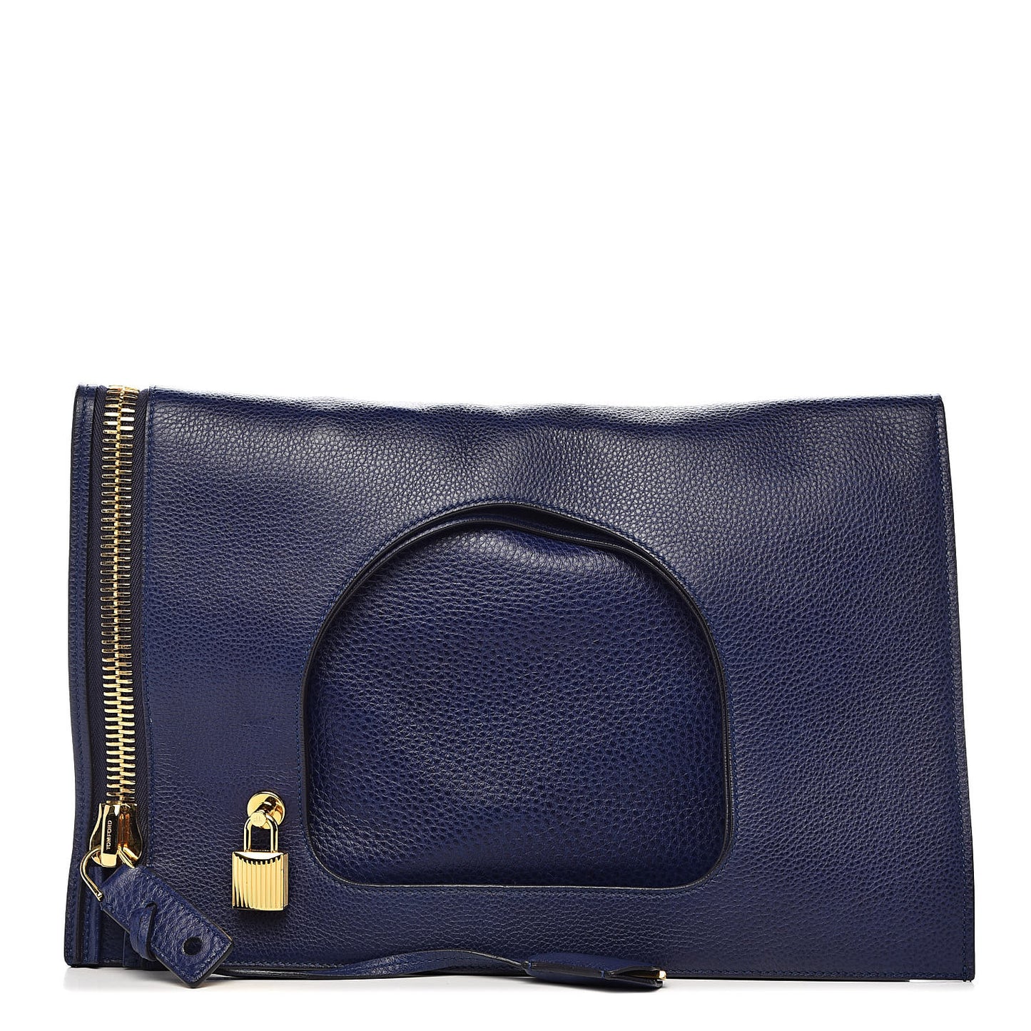 Calfskin Large Alix Padlock Zip Shoulder Bag Cobalt