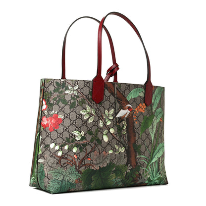 Gucci GG Supreme Monogram Tian Medium Shopping Tote Beige Multicolor Red 3 of 6