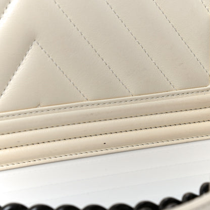 Chanel Calfskin Chevron Quilted Medium Boy Flap Ivory 14 of 18