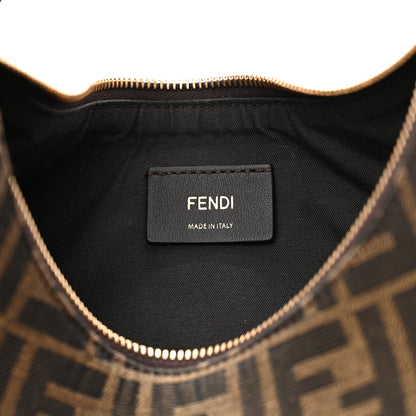 Fendi Fabric Jacquard Vitello Grace FF 1974 Small Fendigraphy Hobo Bag Tobacco Moro Ebano 6 of 10