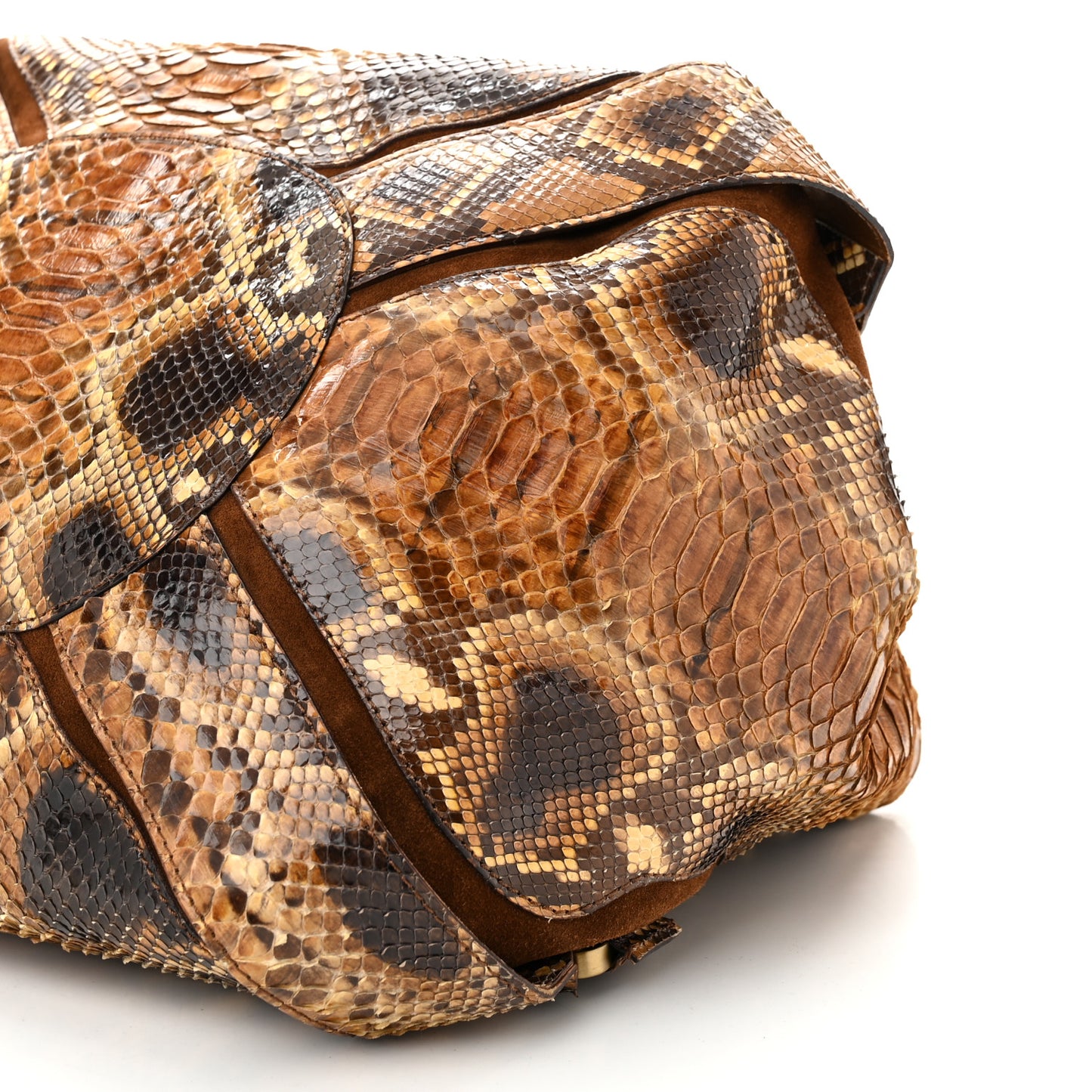 Suede Snakeskin Mahala Tote Brown Multicolor